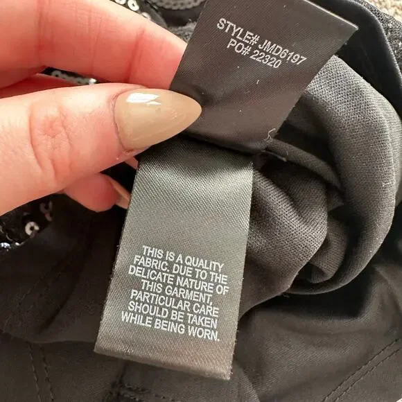 Lulus Stardust black sequin bodycon 3/4 sleeve mini dress size S - Picture 9 of 12